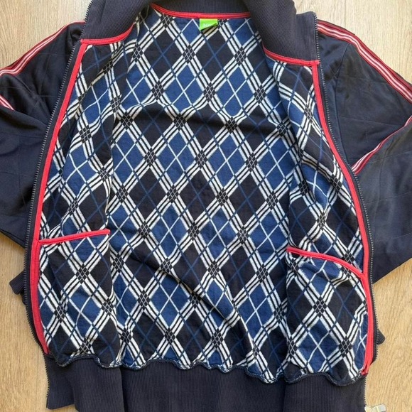 Hugo Boss Green Label stylish Navy Chest Embroidered Striped Track Jacket - Picture 2 of 8